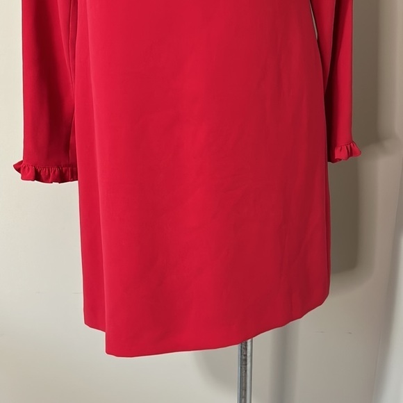 Shoshanna Melody Dress Ruby Red High Neck Long Sleeve Ruffle Neck Dress Sz 6 - Picture 6 of 16